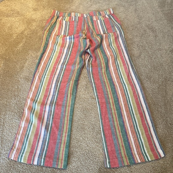 For Cynthia Linen Blend Striped Elastic Waist Pants Sz Medium - Picture 9 of 10